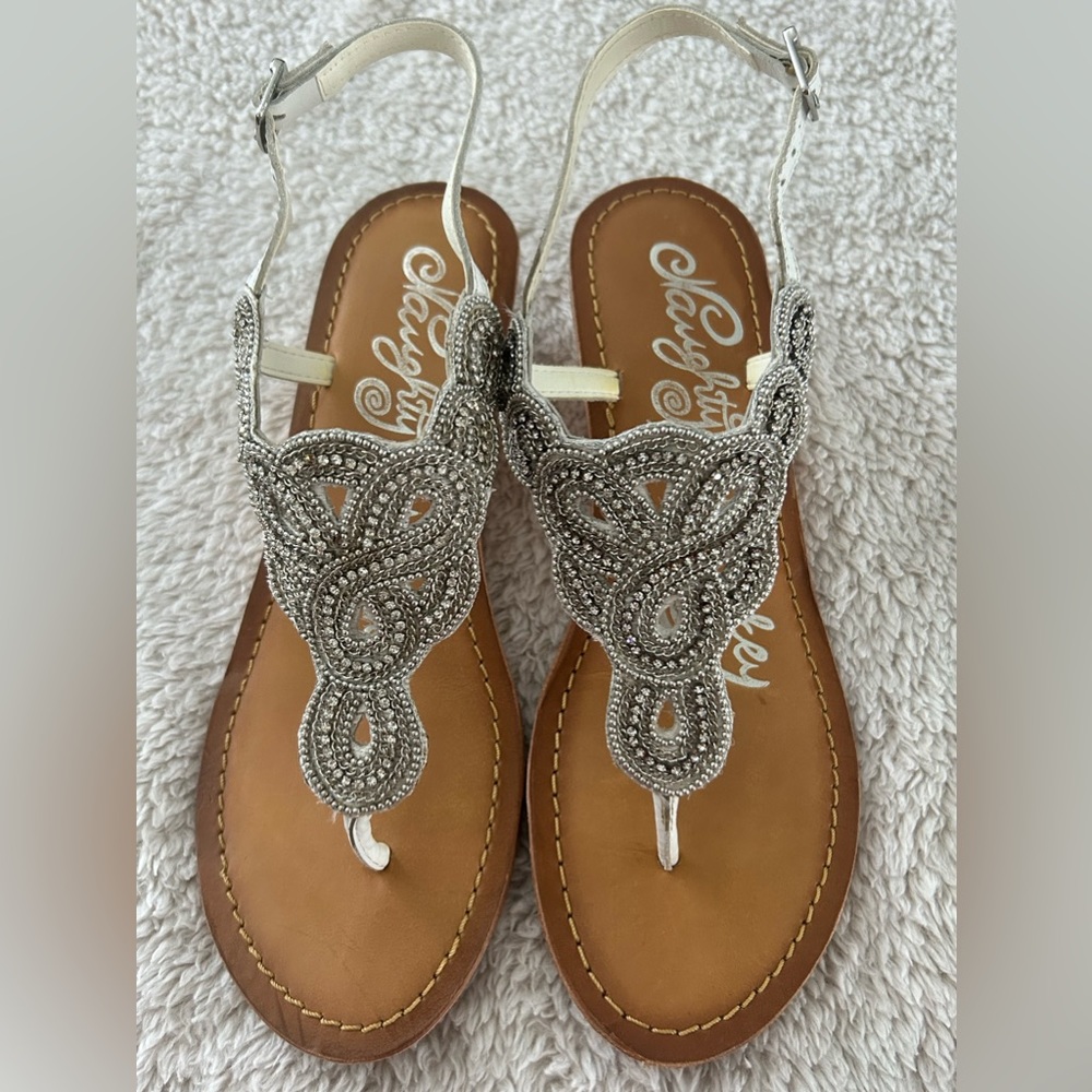 Naughty Monkey Silver and Tan Sandals